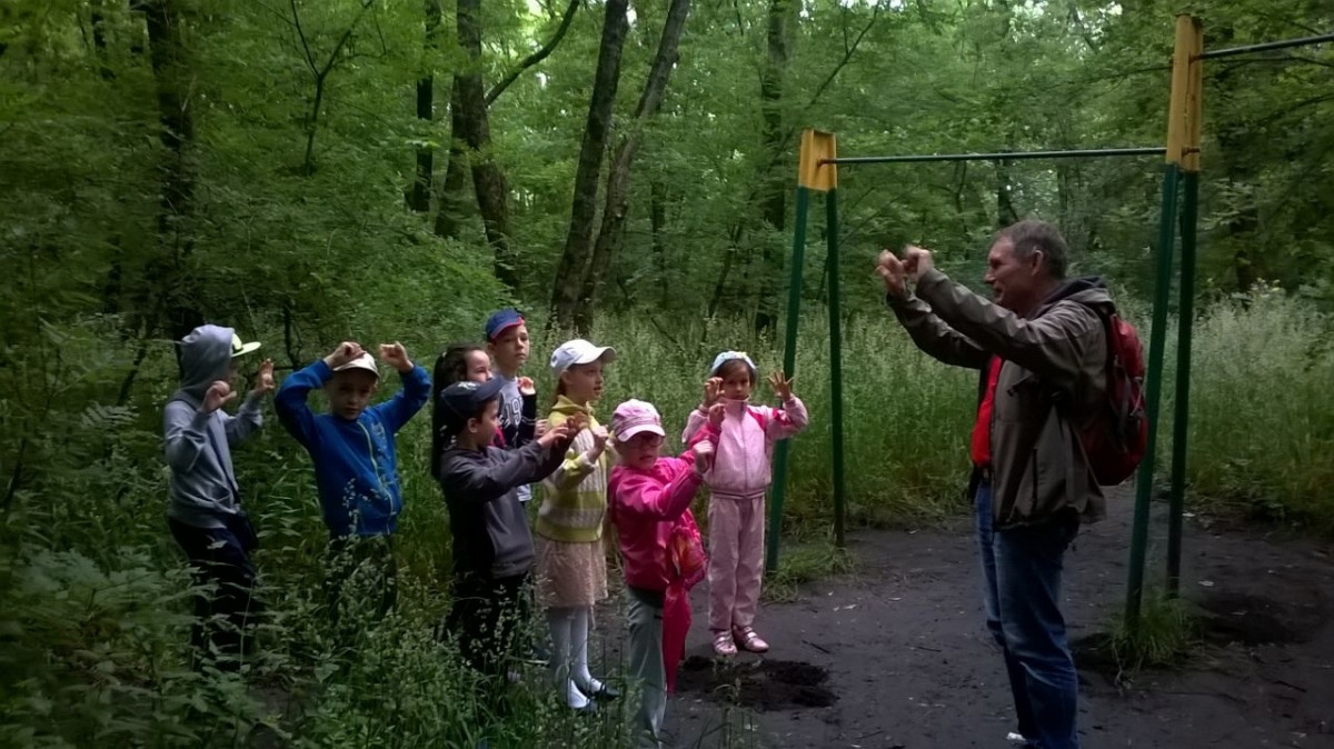 Ребята подтягиваются на турнике